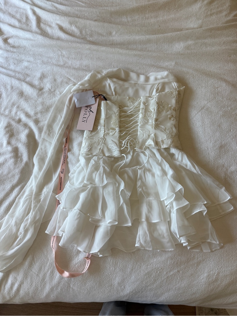 Oh Polly Alyse Embellished Mini Corset Dress Pearl 2 - Picture 3 of 4